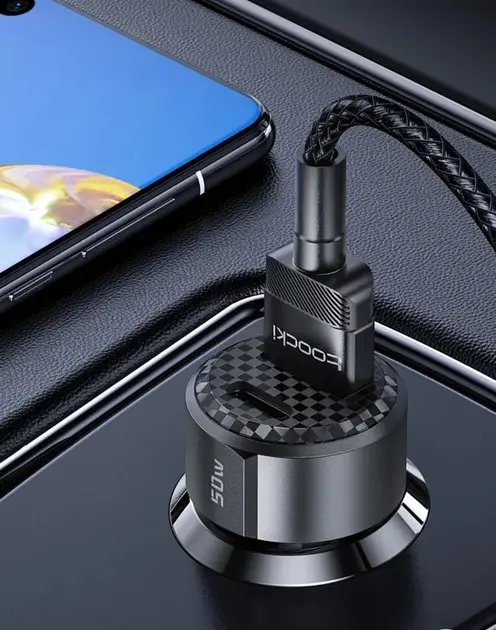 Зарядний для машини - Автоадаптер Toocki 50W PD3.0+QC3.0 1U (30 W) + 1C (20 W) TQ-CC25 - фото 8