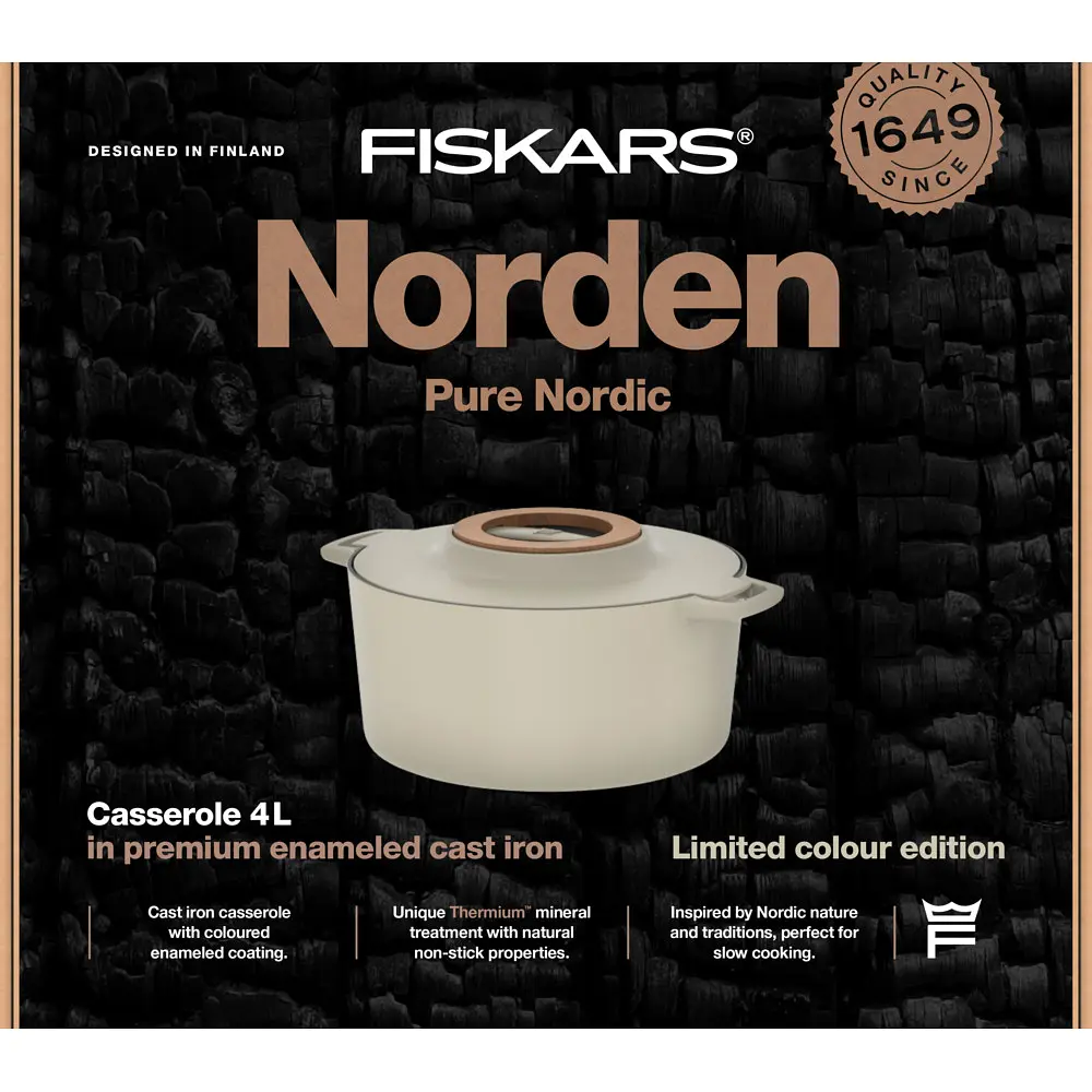 Каструля чавунна Fiskars Norden 4л колір береза (1071127) - фото 6