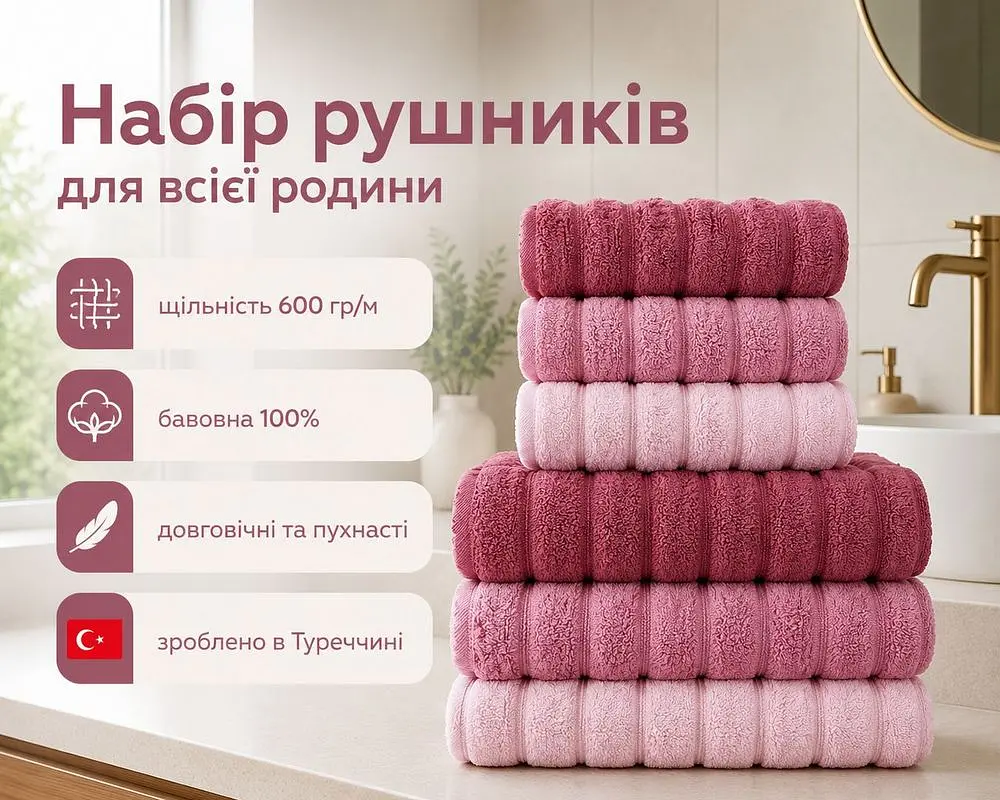 Набір турецьких махрових рушників Cestepe MicroCotton Premium 3 штуки 50x90 + 3 штуки 70х140 Ezgi 5 щільність 600 г/м2 - фото 2