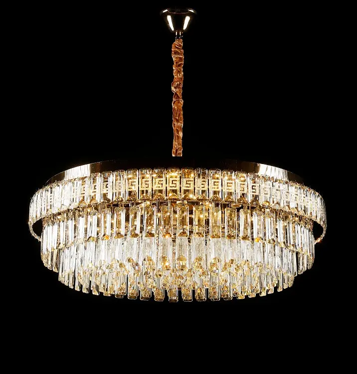 Велика золота кришталева світлодіодна люстра Splendid Ray L2211/800/12+LED (SGD), 80 см на 12 ламп з дистанційним керуванням - фото 3