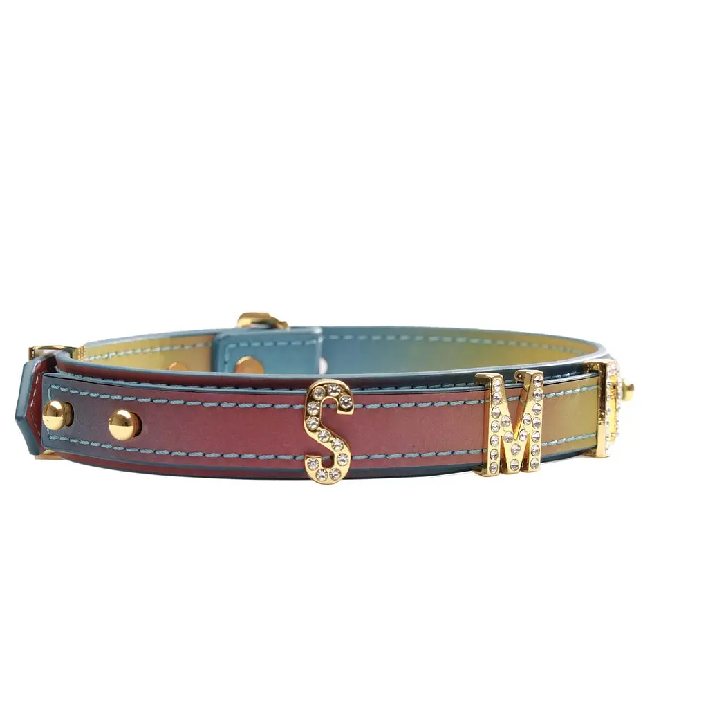 Нашийник LOCKINK Multi-color DIY Alphabet Collar, мультиколір, штучна шкіра, букви зі стразами - фото 3