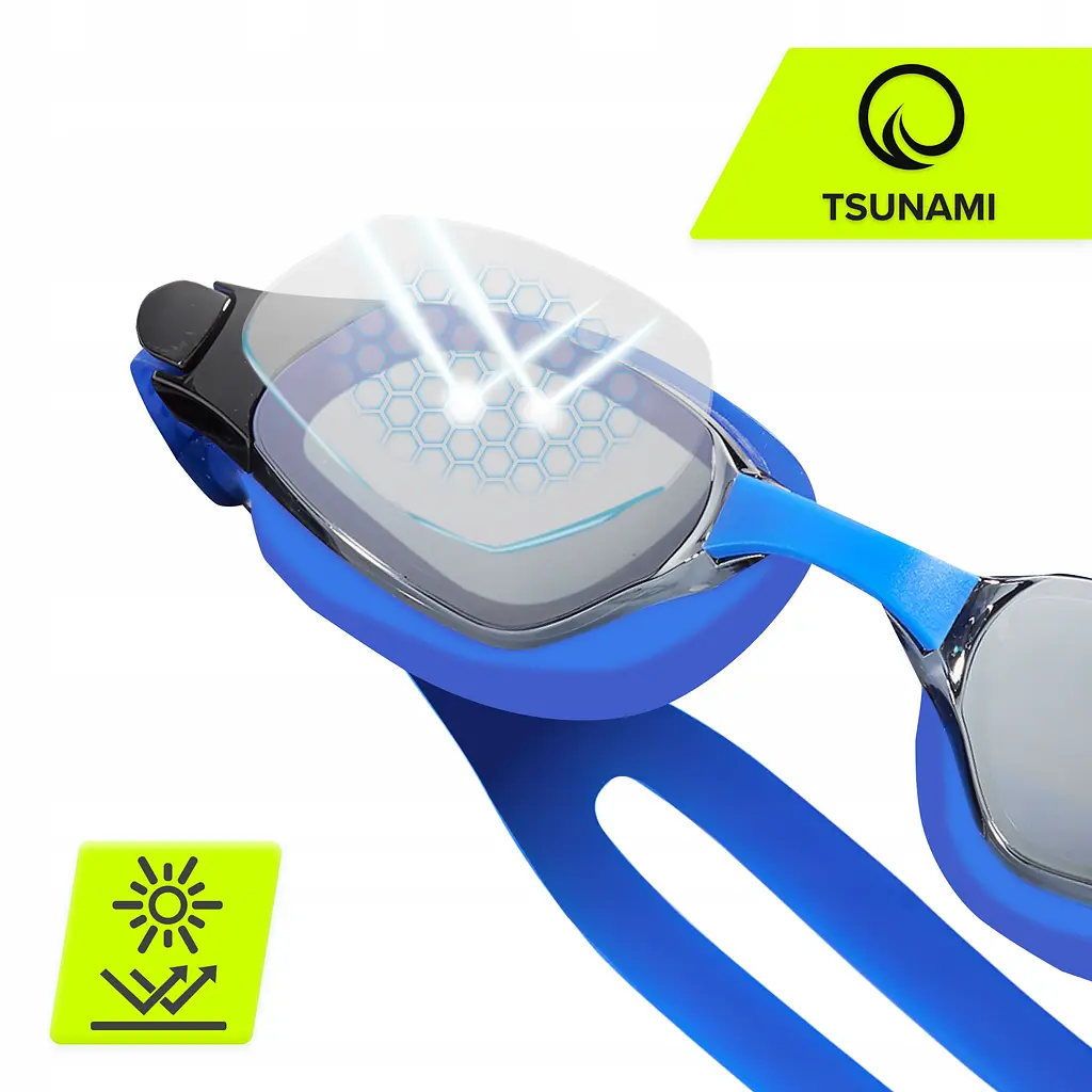 Окуляри для плавання TSUNAMI Anti-Fog 3 в 1 чохол, беруші та затискач для носа Blue (P-5905973401784) - фото 3