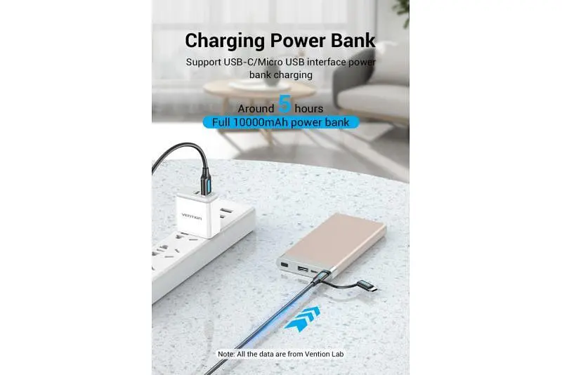 Кабель Vention USB 2.0 A Male to 2-in-1 Micro-USB + USB-C, 0.25m Black (CQDBC) - фото 3