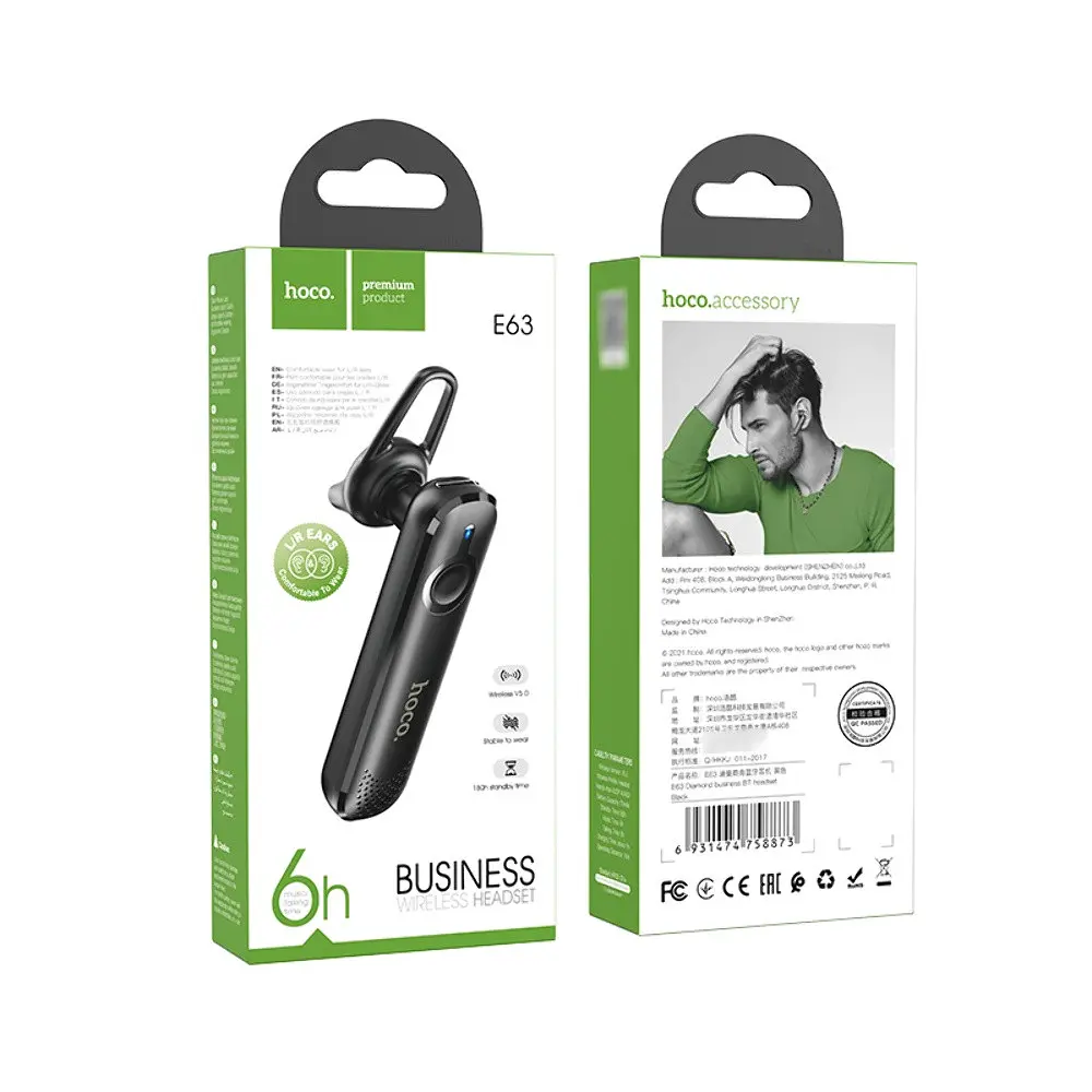 Bluetooth-гарнітура бездротова Hoco E63 чорна - фото 5