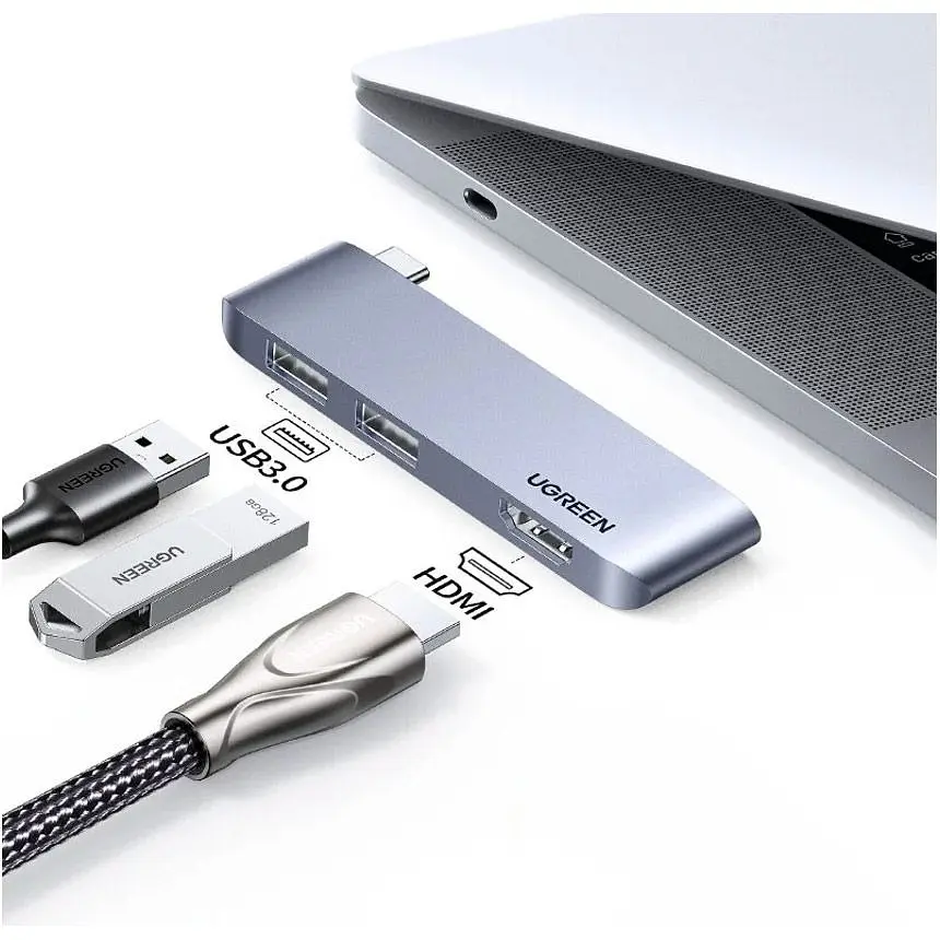 USB-хаб Ugreen CM263 USB-C to 2-Port USB 3.0 + HDMI [60567] [91958] - фото 2