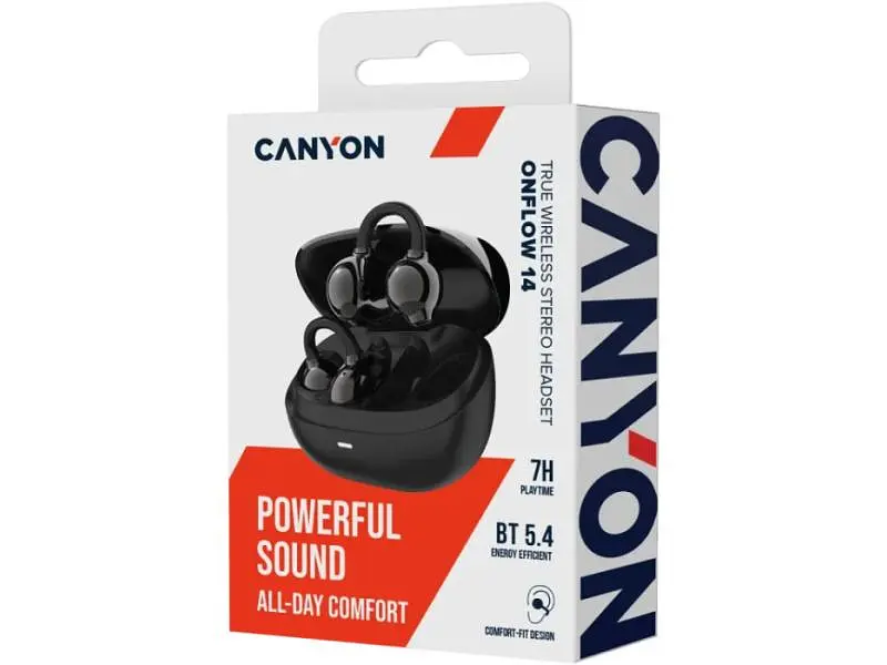 Навушники TWS Canyon OWS Ear Clips OnFlow 14 Black (CNS-TWS14B) - фото 12