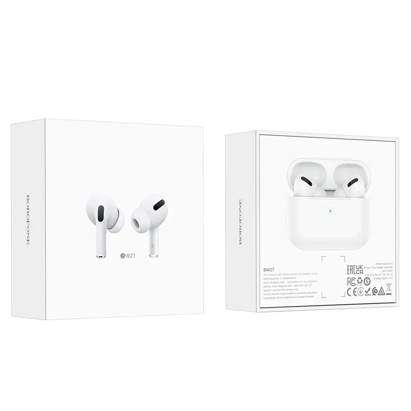 Беспроводные наушники Borofone BW27 TWS Bluetooth 5.3, с микрофоном, белые - фото 6
