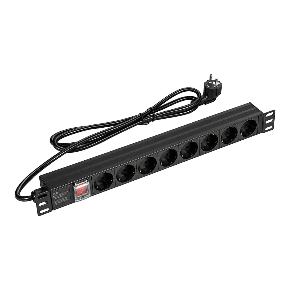 Блок розеток E-NET PDU/8M-16А Black на 8 розеток Schuko, с выключателем (25-00065) - фото 3