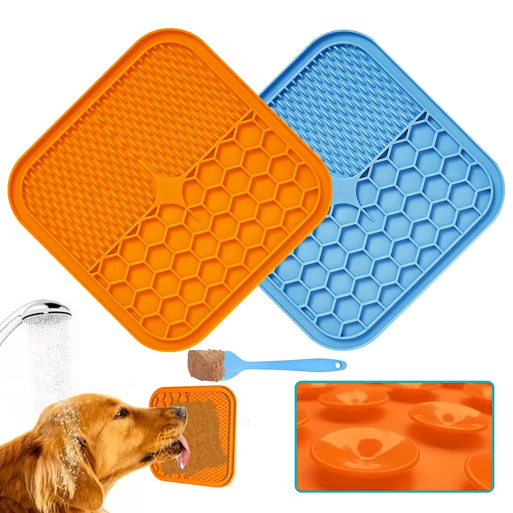 Силіконовий килимок для лизання для собак Derby Silicone licking pad, orange - фото 8