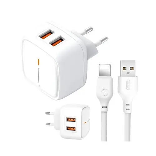 Сітчастий зарядний пристрій XO L61 12W 2USB port 2.4A charger with Lightning cable Білий - фото 3