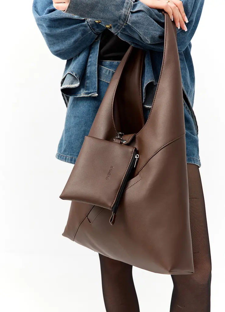Жіноча сумка Sambag HOBO M шоколадна 35 х 40 х 8 см (53200020) - фото 6