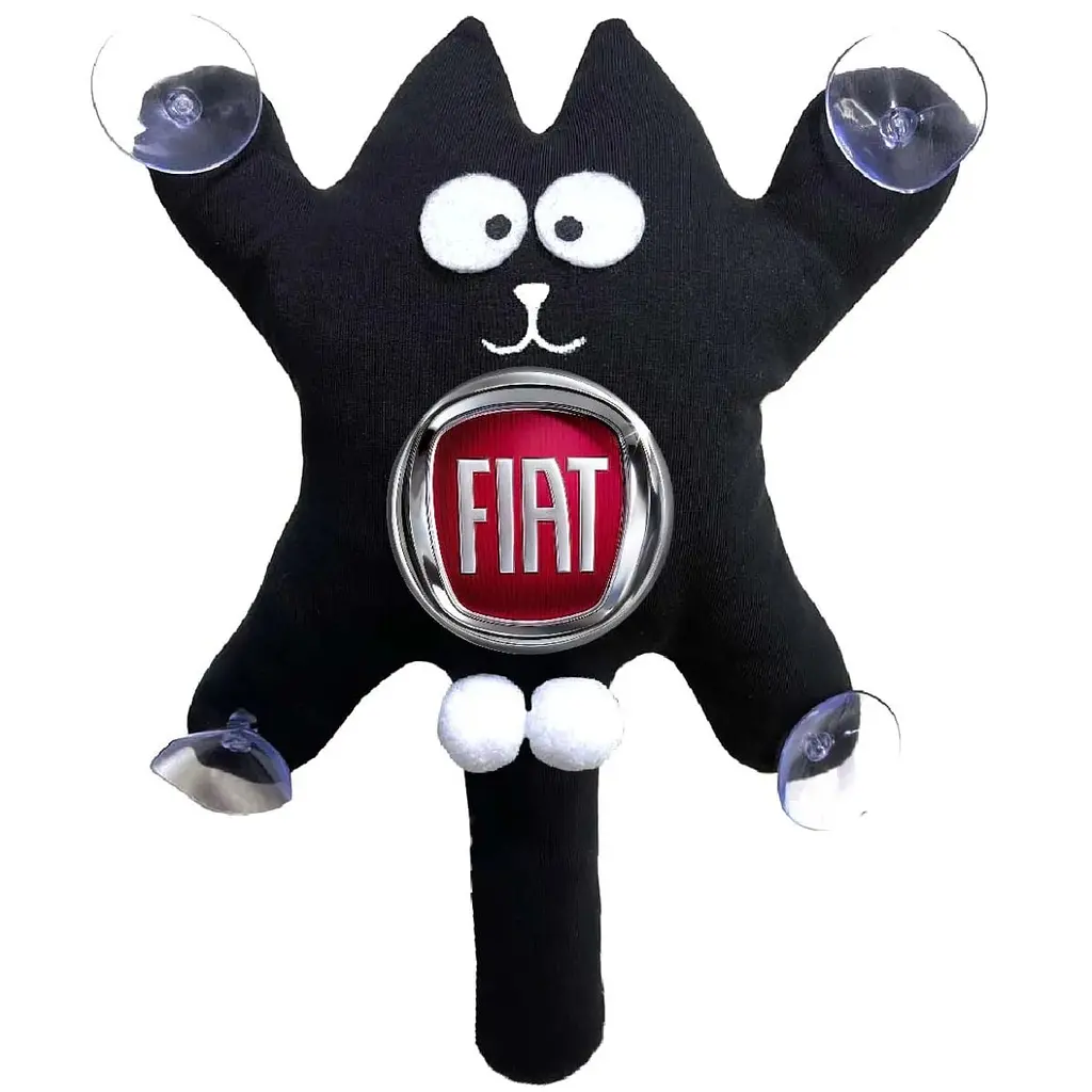 Іграшка на присосці Кіт Саймон XL Fiat Жирний Кіт Чорний (Кольоровий логотип 3D)