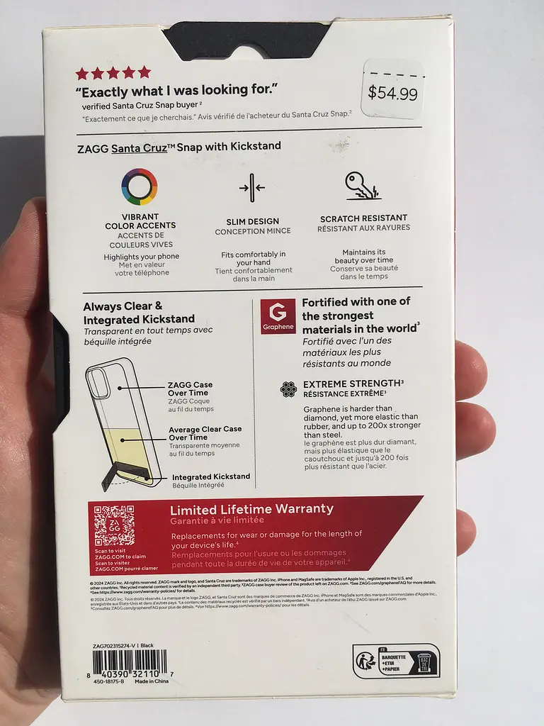 Чохол протиударний з підставкою ZAGG Gear4 Crystal Palace MagSafe для iPhone 16 Прозорий + Black - фото 5