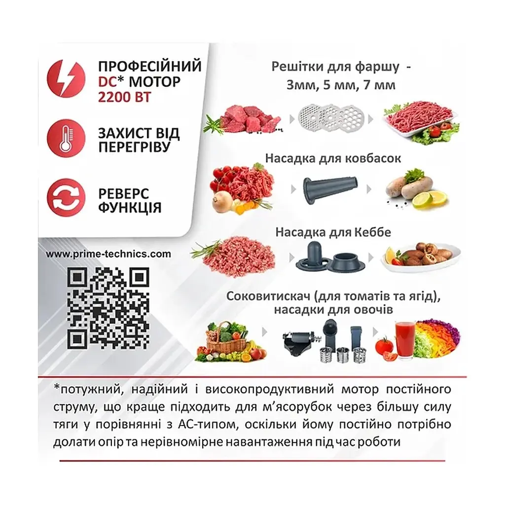 М'ясорубка PRIME Technics PG 2243 WGD - фото 9