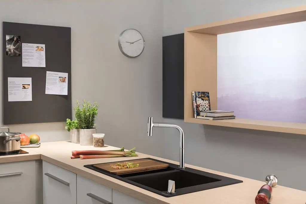 Змішувач Hansgrohe Metris Select 200 кухонний з витяжним виливом 2Jet на 2 отвори Sbox Matt Black 73818670 Чорний матовий - фото 3