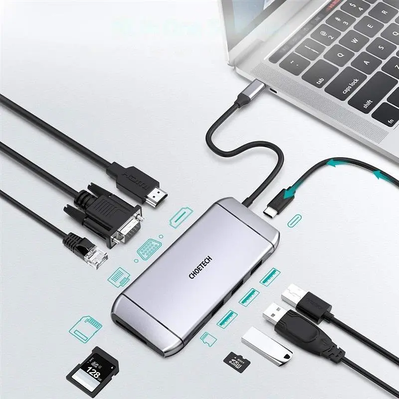 Концентратор Choetech HUB-M15 9 in 1 USB-C Multiport Adapter - фото 2