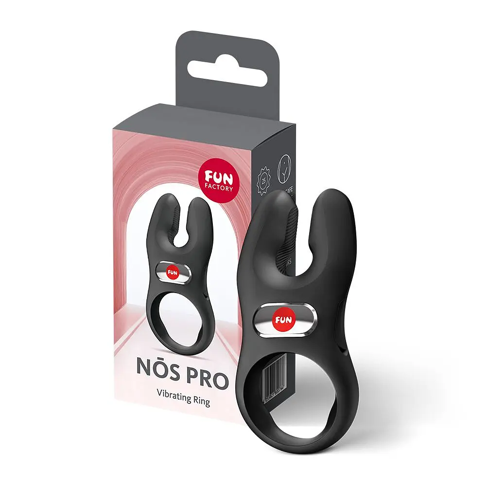Ерекційне віброкільце з подвійною стимуляцією клітора Fun Factory NŌS PRO Black, 2 мотори - фото 7