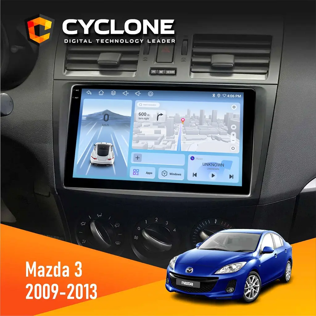 Штатна магнітола Mazda 3 2009-2013 Cyclone C9-012 4x64, DSP, 4G Cyclone (НФ-00007933)