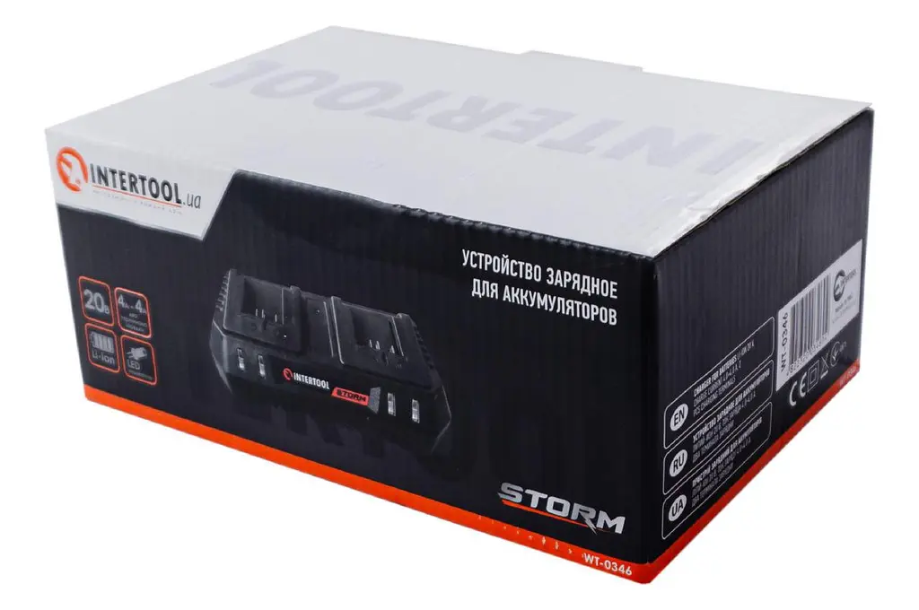 Зарядное устройство для аккумулятора инструмента на 2 АКБ Intertool Storm WT-0346 20В x 4Ач Li-Ion - фото 4