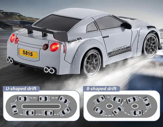 Машинка для дрифта на радіокеруванні Nissan GT-R S815 1:24 4WD з LED-підсвіткою (Сірий) - фото 7