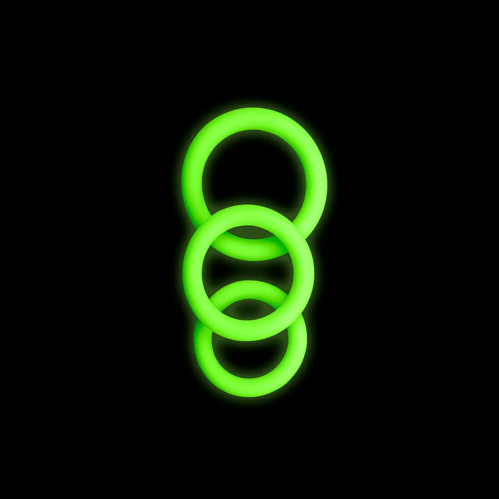 Набір ерекційних кілець Ouch! Glow In The Dark зелені - фото 3