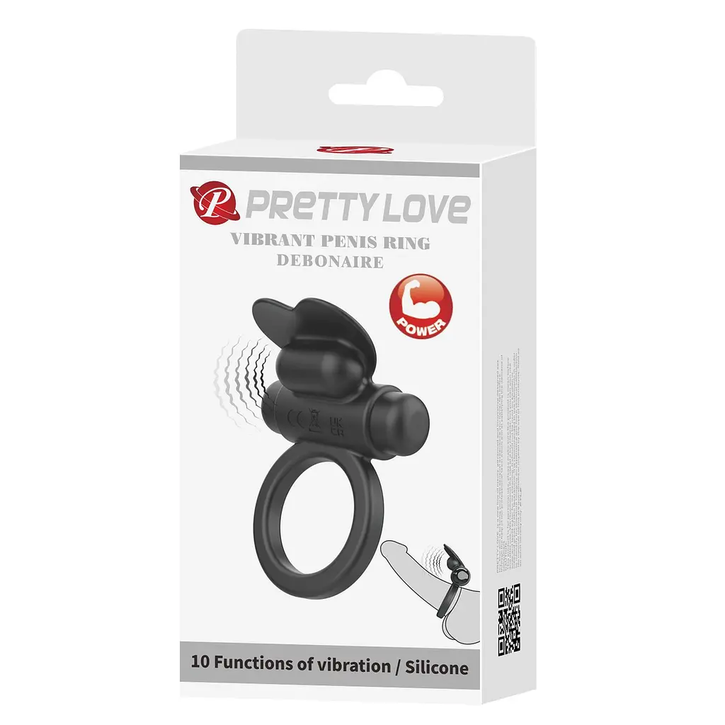 Віброкільце Pretty Love Vibrant Penis Ring Debonaire 8.5 см чорний - фото 11