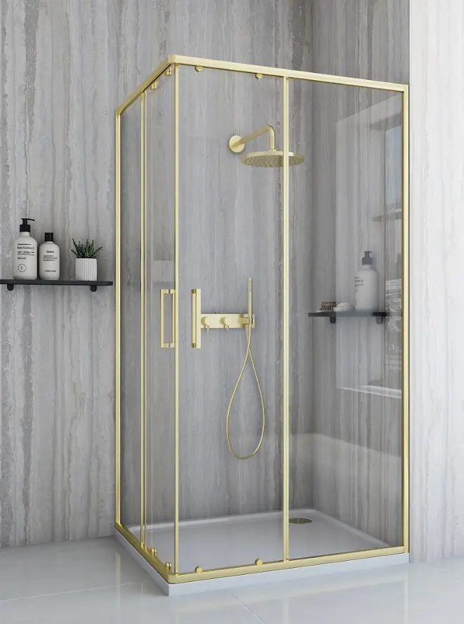 Душова кабіна Rea City 80x100 brushed gold REA-K6445, Золотий, Універсальна, прозорий, золотий - фото 4