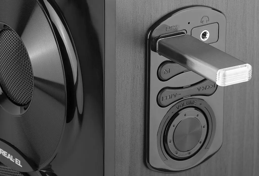 Полочные активные колонки REAL-EL S-450 Bluetooth Black - фото 4