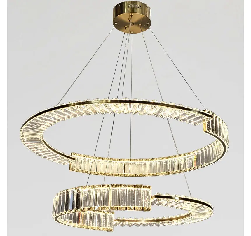 Підвісна LED-люстра Artlight 561/80+60 із двома кришталевими кільцями, латунь, 165 Вт, від 20-30 м² - фото 4