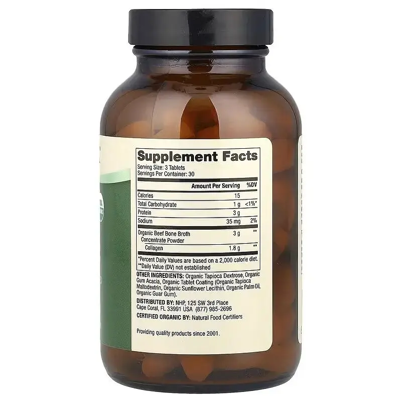 Органічний колаген із яловичини Dr. Mercola Organic Bone Broth Collagen from Beef 90 таблеток - фото 2