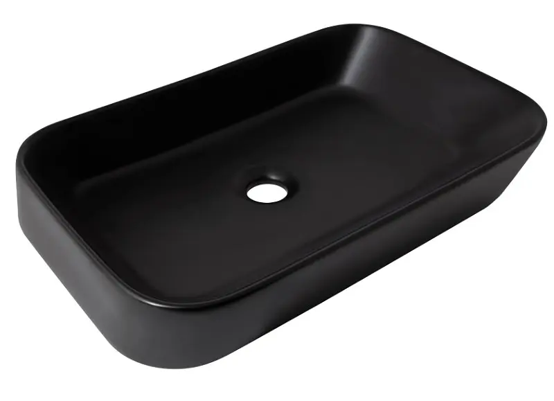 Раковина накладна Qtap Scorpio 550х390х120 мм, Matt Black, прямокутна, без донного клапана QT14112243MBN