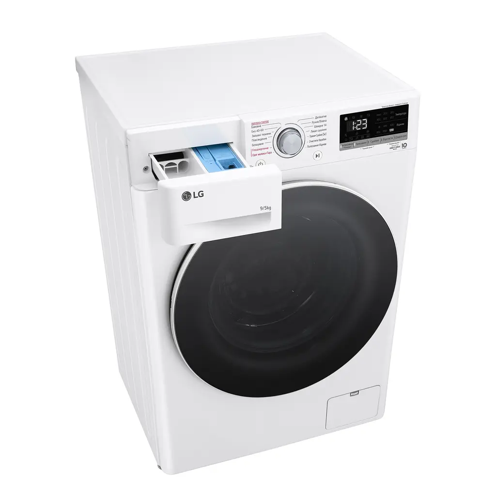 Прально-сушильна машина LG фронтальна 9(5) кг 1200 А 48 см дисплей пара інвертор білий - фото 6