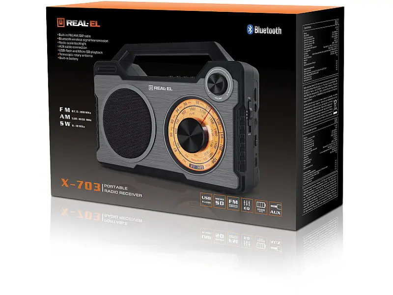 Радіоприймач REAL-EL X-703 Black (EL121800002) - фото 10