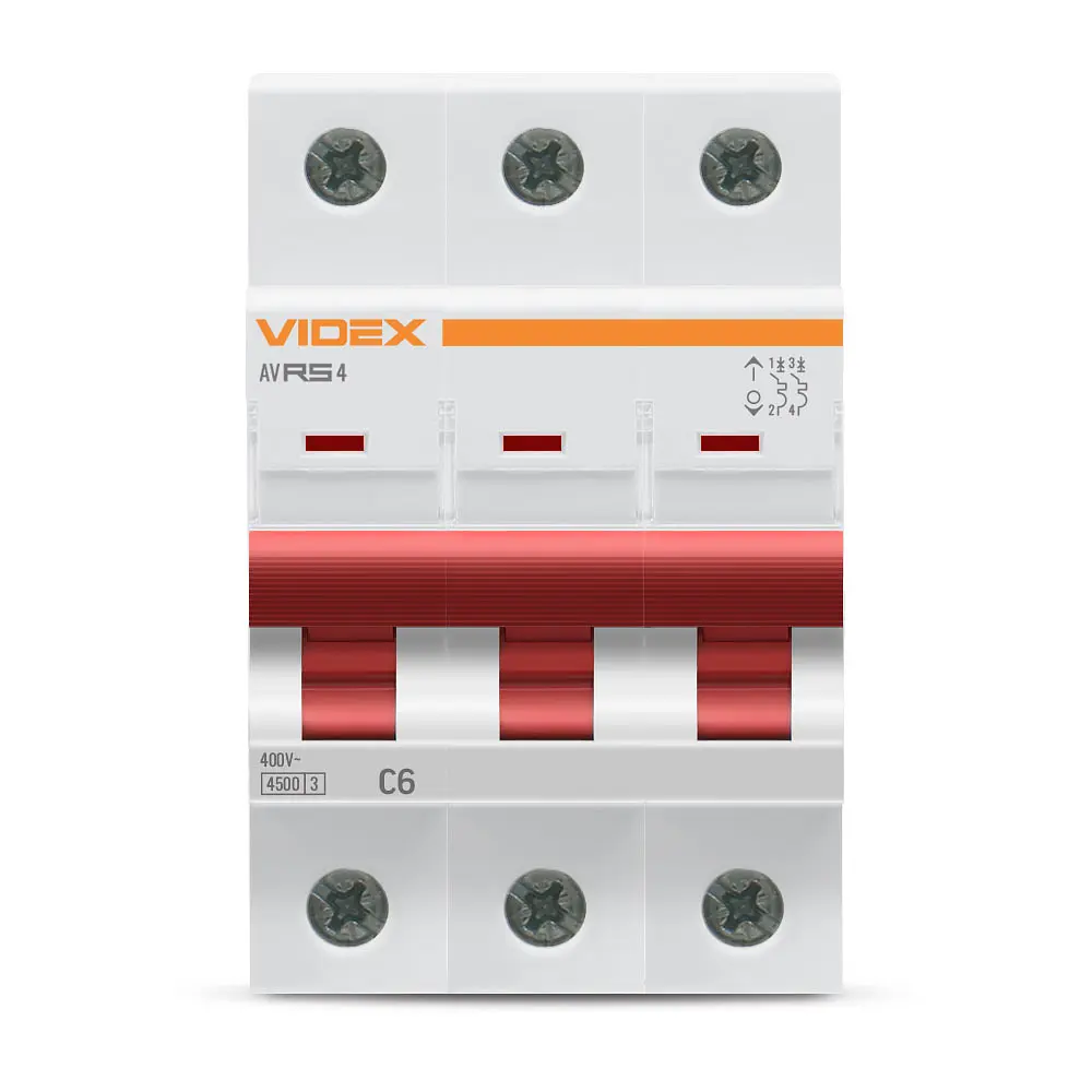 Автоматичний вимикач RS4 3п 6А С 4,5кА VIDEX RESIST VIDEX (26522-000) - фото 2
