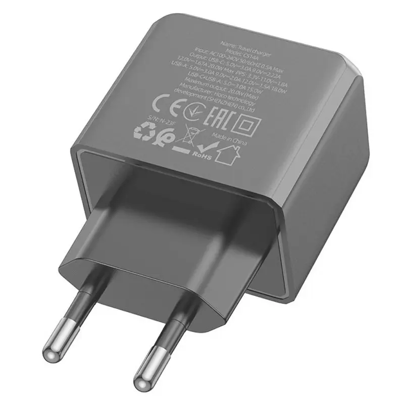 МЗП Hoco CS14A PD20W+QC3.0 (1USB-A/1C) Black - фото 4