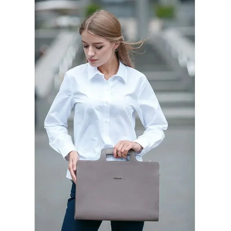 Сумка для ноутбука та документів BlankNote Жіноча шкіряна 15 Brown-Beige (BN-BAG-36-beige) - фото 2