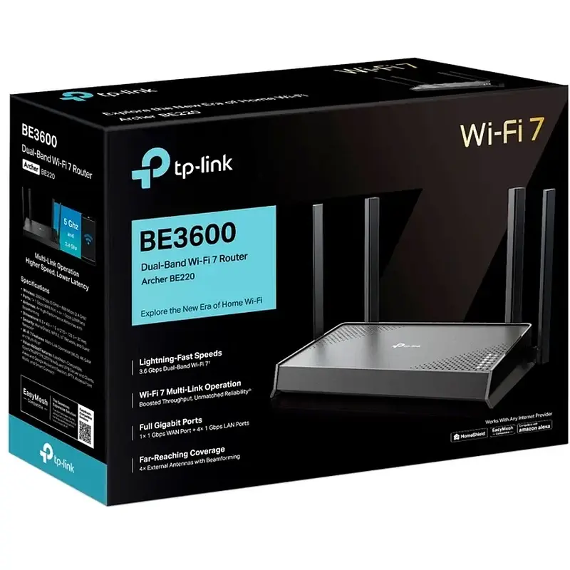 Маршрутизатор TP-LINK Archer BE220 WiFi7 / BE3600 / 1Гбіт/с - фото 4