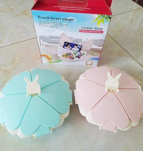 Органайзер для солодощів Peach Heart Shape · Мінажниця – цукерниця на 5 відсіків · Тарілка для закусок з підставкою для телефону - фото 4