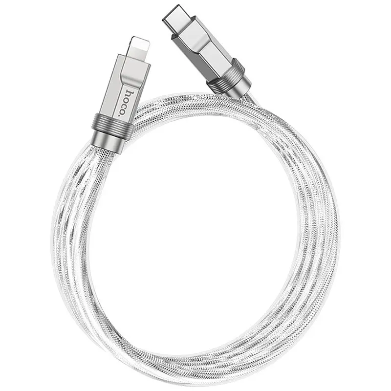 Дата кабель Hoco U113 Solid 20W Type-C to Lightning (1m) Silver - фото 2