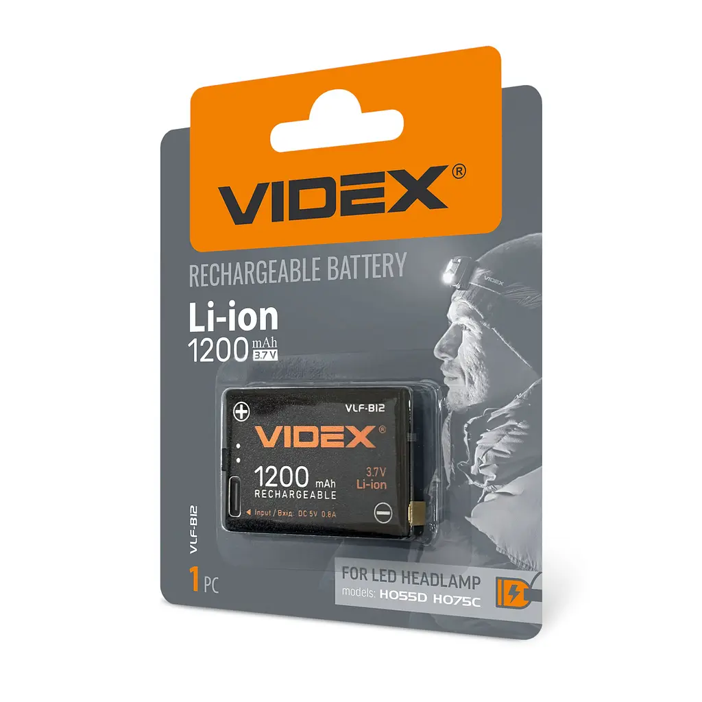 Акумулятор Videx Li-ion VLF-B12 (захист) 1200mAh 1шт BLISTER VIDEX (27219-000)