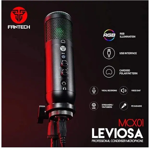 Конденсаторний мікрофон для подкастів, потокового передавання FANTECH LEVIOSA MCX-01, кардіоїдний дизайн з - фото 2