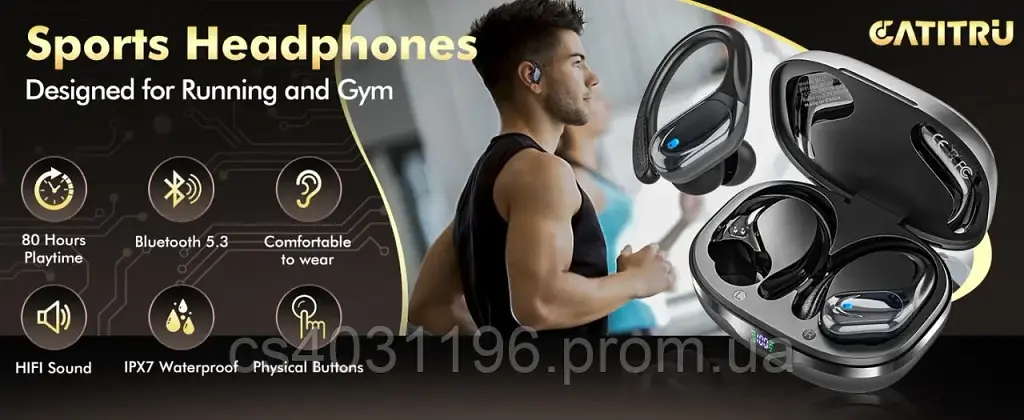Бездротові Bluetooth-навушники BX17 з вушними гачками до 80 годин роботи - фото 2