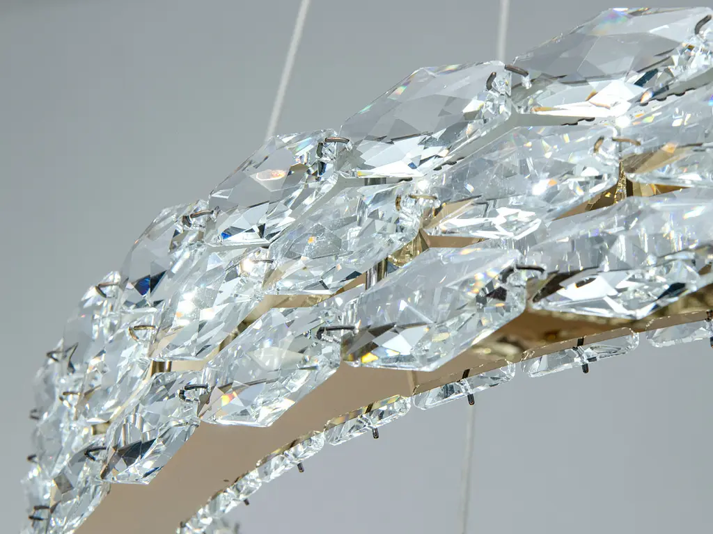 Підвісна LED люстра Diasha 7895/600+400S-gold з кришталем, золото, 54 W, з пультом, освітлення 10-18 м2 - фото 5