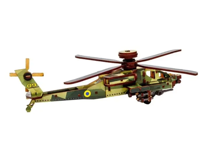 Дерев'яний 3D конcтруктор Sky Chopper, Puzzleоk (Puz-00954), 125 дет. - фото 3