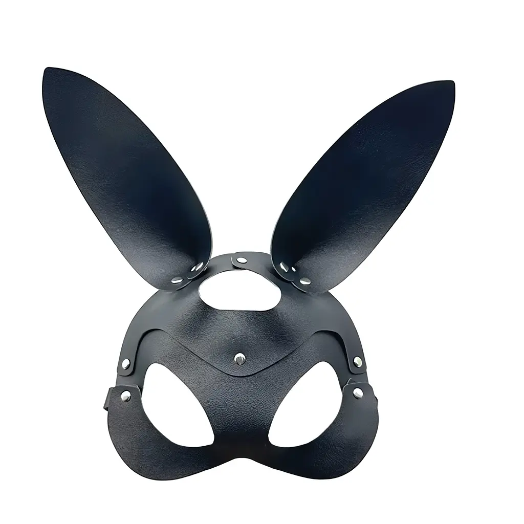 Маска зайчик Playboy для рольових ігор з екошкіри One size Чорна - фото 3