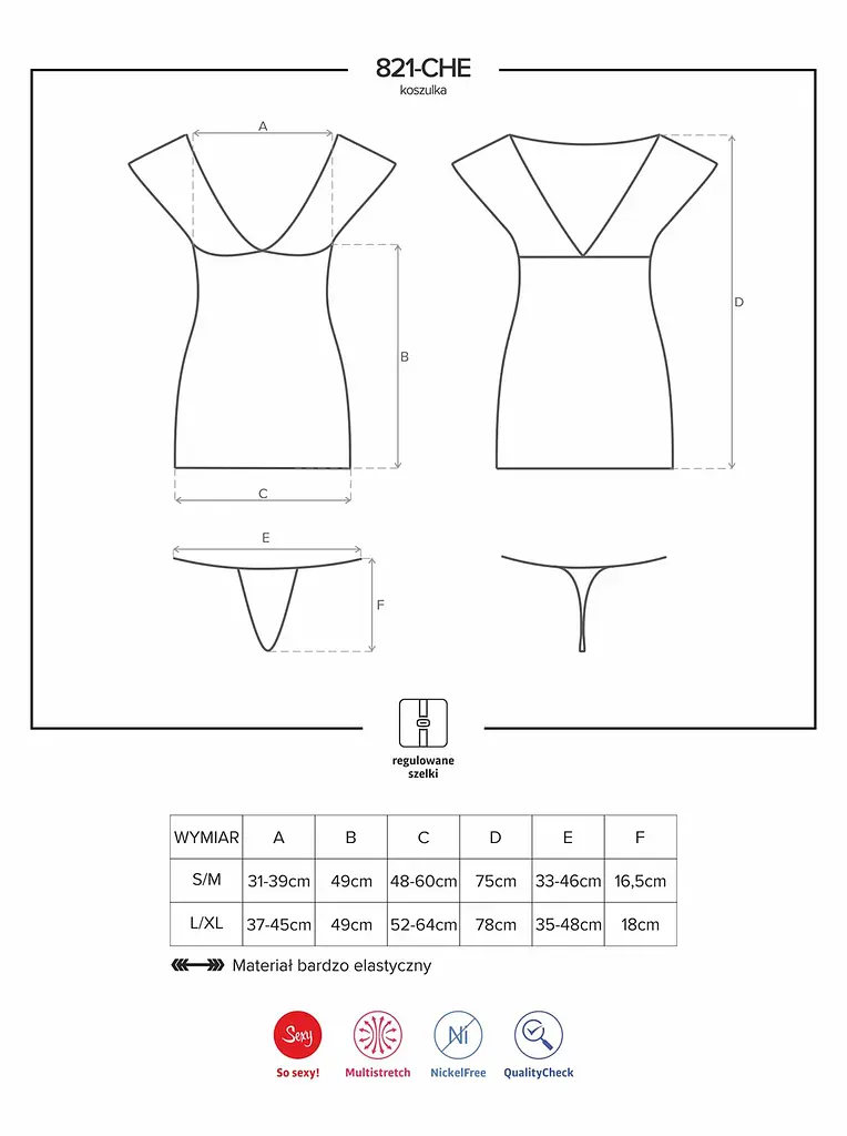 Комплект білизни Obsessive 821-CHE-1 L/XL чорний - фото 7