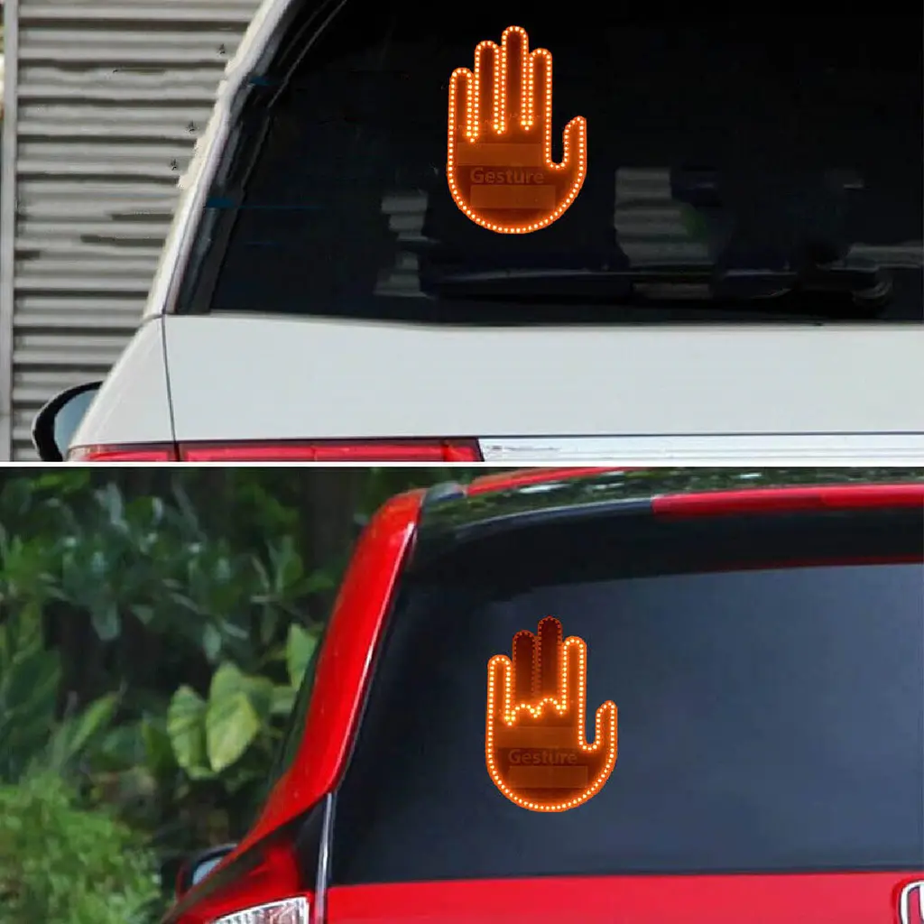 Підсвічування автомобільне LED-долоня рука на заднє скло для жестів (Gesture fan fak car Led) - фото 9