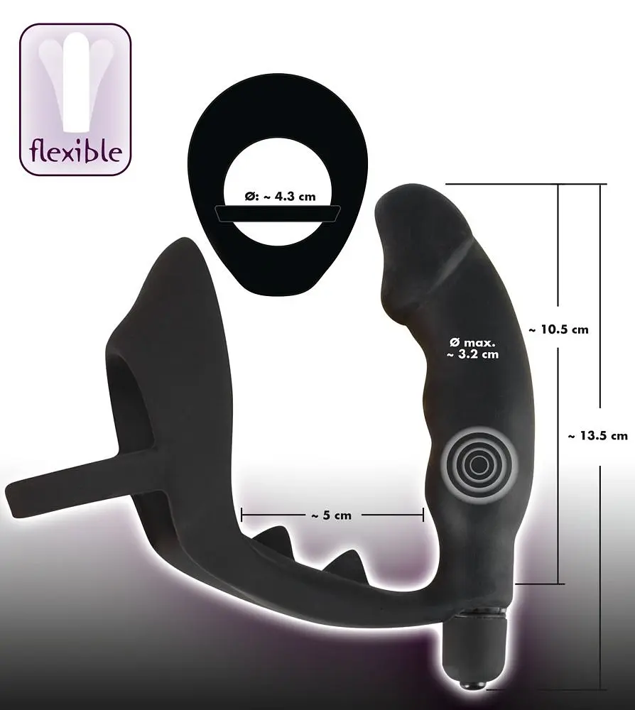 Ерекційне кільце з анальною пробкою Orion Black Velvets Ring Vibro Plug - фото 9