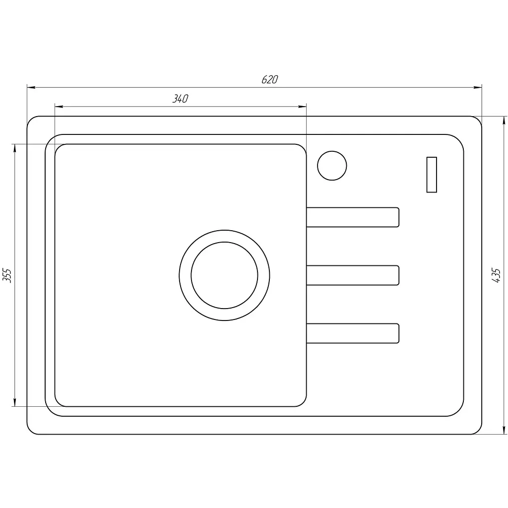 Гранітна мийка Globus Lux Mono графіт 620х435мм-А0001 - фото 6