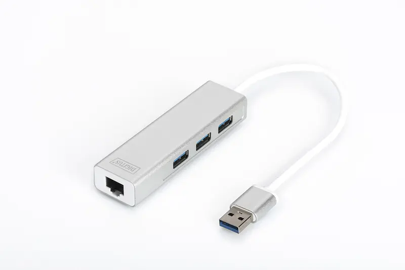 Разветвитель-хаб USB 3.0 Digitus DA702501 Hub, 3-port и сетевой адаптер Gigabit